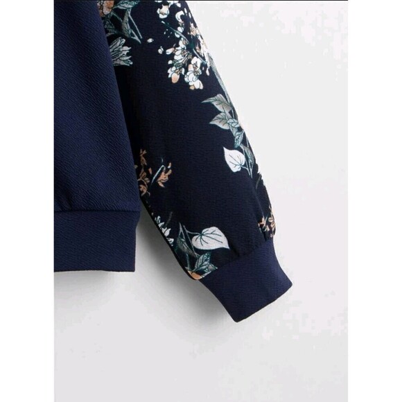 Girls Floral Print Raglan Long Sleeve Sweatshirt - Picture 3 of 4